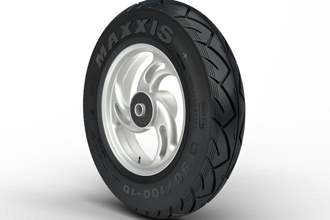 Image Showing A Rubber Tyre on Display in a white background