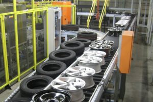 Image Showing Group of Tyres During Manufacturing Process